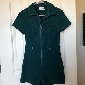 UO Tyson Zip-Front Short Sleeve Romper